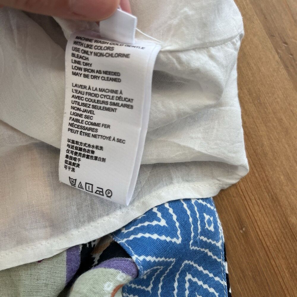 ANTHROPOLOGIE Women's Everyway Shirt Dress Size 2P Patchwork Boho Colorful Artsy - Picture 13 of 16